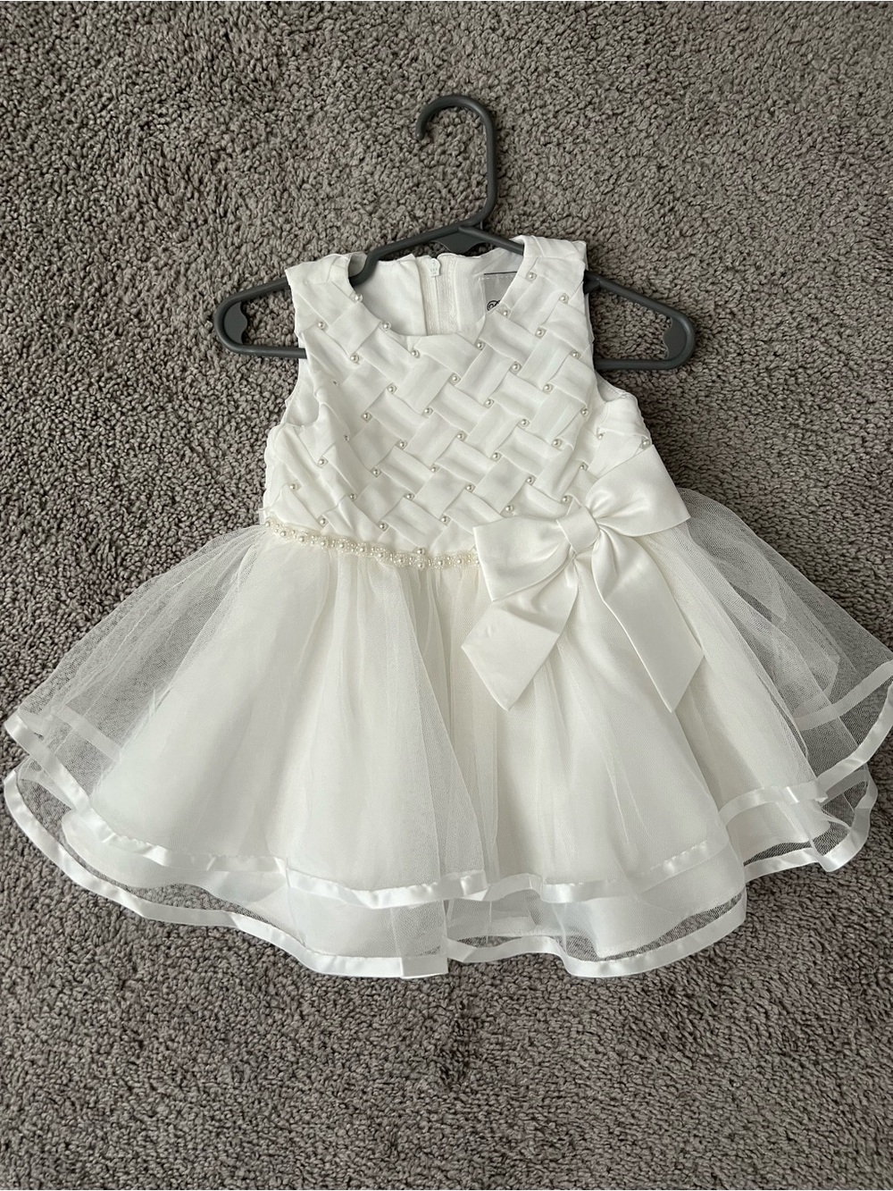 Rare Editions Baby Girls Tiered Pearl Sleeveless Dress White NWOT 6–9M